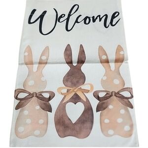 Polka dot Easter bunny Welcome garden flag